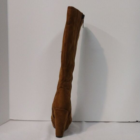 Heart in D Brand Brown Knee High Suede Wedged Heeled Boots Size 8.5! 👢👢👢 - Picture 3 of 15